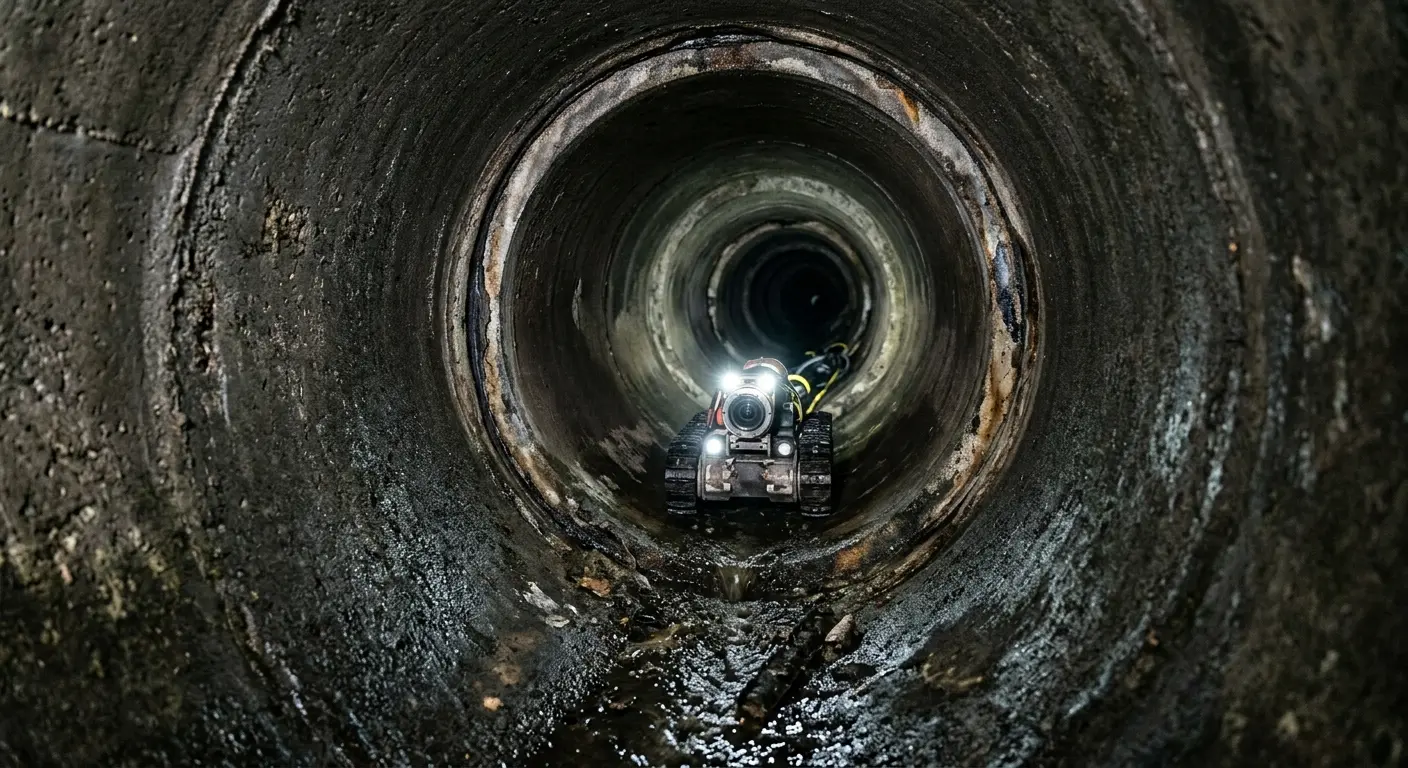 Robotic sewer camera inspecting pipe interior for Sewer Line Cleaning in Seal Beach